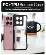 kelpuj Shock Proof Clear Protective Back Case for Moto Edge 60 Fusion - AirEDGE Technology | 360 Degree Camera Protection | Transparent Hybrid Back Case Mobile Cover - Black - Image 7