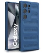 Ultimate Silicone Back Cover Case for Samsung Galaxy S24 Ultra 5G | Heat Dissipation Thin Soft TPU | 360? Camera Protection | Breathable Cooling Holes ? Deep Blue