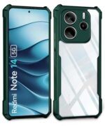Shock Proof Clear Protective Back Case for Redmi Note 14 SE 5G | Redmi Note 14 5G - AirEDGE Technology | 360 Degree Camera Protection | Transparent Hybrid Back Case Mobile Cover - Green - Image 3