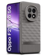 kelpuj Back Cover for Oppo F29 Pro 5G with Hexa Cube Design | Ultra Slim Soft Rubberised Case | Inner Velvet Fabric | Matte Silicone Flexible Mobile Case | Camera Protection - Grey - Image 3