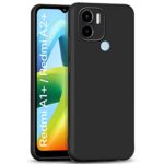 Ultra Slim Soft Rubberised Back Cover Case for Redmi A2 Plus | Redmi A1 Plus | Poco C50 | Poco C51 | Inner Velvet Fabric Lining | Matte Silicone Flexible Camera Protection - Black