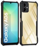 kelpuj Shock Proof Clear Protective Back Case for Samsung Galaxy A06 - AirEDGE Technology | 360 Degree Camera Protection | Transparent Hybrid Back Case Mobile Cover - Black - Image 3