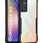 kelpuj TPU+PC Shock Proof Clear Protective Back Case for Samsung Galaxy A54 5G-Airedge Technology|360 Degree Camera Protection|Transparent Hybrid Back Case Mobile Cover-Black