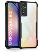 kelpuj TPU+PC Shock Proof Clear Protective Back Case for Samsung Galaxy A54 5G-Airedge Technology|360 Degree Camera Protection|Transparent Hybrid Back Case Mobile Cover-Black
