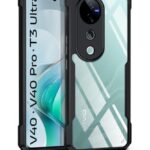 Shock Proof Clear Protective Back Case for Vivo V40 | V40 Pro 5G | T3 Ultra 5G - AirEDGE Technology | 360 Degree Camera Protection | Transparent Hybrid Back Case Mobile Cover - Black