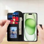 Shock Proof Flip Cover Back Case for Iphone 15 | Magnetic Wallet Leather Case with Stand - Image 5