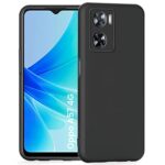 Back Cover for Oppo A57 4G 2022 | Oppo A77 4G | Ultra Slim Soft Rubberised Case | Inner Velvet Fabric Lining | Matte Silicone Flexible Mobile Case | Camera Protection - Black