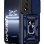 Tough Armor Bumper Mobile Back Case for 1+ OnePlus Nord 5 | Sliding Camera Shield Cover | Shock Proof 360? Protection | Hybrid PC + TPU | Ring Holder with Kickstand ? Blue