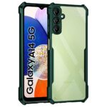 TPU+PC Shock Proof Clear Protective Back Case for Samsung Galaxy A14 5G | A14 4G - Airedge Technology | 360 Degree Camera Protection | Transparent Hybrid Back Case Mobile Cover - Green