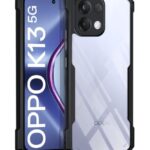 Shock Proof Clear Protective Back Case for Oppo K13 5G - AirEDGE Technology | 360 Degree Camera Protection | Transparent Hybrid Back Case Mobile Cover - Black