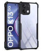 Shock Proof Clear Protective Back Case for Oppo K13 5G - AirEDGE Technology | 360 Degree Camera Protection | Transparent Hybrid Back Case Mobile Cover - Black