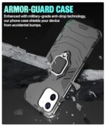 kelpuj Shock Proof Back Case Mobile Cover for Apple iPhone 12 (Armor | Hybrid PC + TPU | Full Protection with Ring Holder Kickstand | Carbon Black) - Image 7