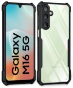 Shock Proof Clear Protective Back Case for Samsung Galaxy M16 5G | Galaxy F16 5G AirEDGE Technology | 360 Degree Camera Protection | Transparent Hybrid Back Case Mobile Cover Black - Image 3