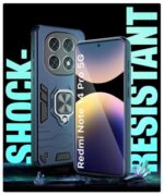 Shock Proof Back Case Mobile Cover for Redmi Note 14 Pro 5G | Poco X7 5G | Back Cover Case (Tough Armor | Hybrid PC + TPU | Ring Holder & in-Built Kickstand | Blue) - Image 5