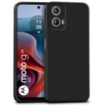 Back Cover for Motorola Moto G34 5G | Moto G45 5G | Ultra Slim Soft Rubberised Case | Inner Velvet Fabric Lining | Matte Silicone Flexible Mobile Case | Camera Protection - Black