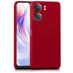 Back Cover for Xiaomi Redmi 13C 4G | Poco C65 | Ultra Slim Soft Rubberised Case | Inner Velvet Fabric Lining | Matte Silicone Flexible Mobile Case | Camera Protection - Crimson Red
