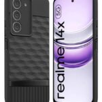 kelpuj Back Cover for Realme 14x 5G | Realme Narzo 80x | P3x with Hexa Cube Design | Ultra Slim Soft Case | Velvet Fabric | Matte Silicone Flexible Mobile Case | Camera Protection - Black