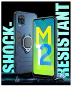 Shock Proof Back Case Mobile Cover for Samsung Galaxy F12 | A12 | M12 | Back Cover Case (Tough Armor | Hybrid PC + TPU | Ring Holder & in-Built Kickstand | Blue) - Image 6