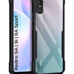 Shock Proof Clear Back Case Mobile Cover for Redmi 9A | 9i | 9A Sport (Hard | Hybrid PC + TPU | Full Armour Device & Camera Protection | Black)