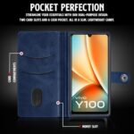 Shock Proof Flip Cover Back Case for Vivo Y100 5G | Magnetic Wallet Leather Case with Stand - Image 5