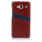Premium Handmade Hand Stitched Vintage Leather Finish Back Case Cover for XIAOMI MI REDMI 2 / REDMI 2 Prime (Maroon Wine Red with Blue Pocket)
