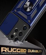 Tough Armor Bumper Mobile Back Case for Samsung Galaxy S24 Ultra 5G | Sliding Camera Shield Cover | Shock Proof 360? Protection | Hybrid PC + TPU | Ring Holder with Kickstand  Blue - Image 7