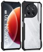 Shock Proof Clear Protective Back Case for Tecno Camon 30 5G AirEDGE Technology | 360 Degree Camera Protection | Transparent Hybrid Back Case Mobile Cover Black - Image 3