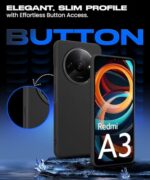 Slim Frameless Back Cover for Mi Redmi A3 | Redmi A3X | Poco C61 | Ultra Thin Lightweight Design & Camera Protection | Soft Matte Silicone Flexible Mobile Case (Black) - Image 6