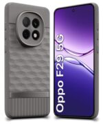 Back Cover for Oppo F29 5G with Hexa Cube Design | Ultra Slim Soft Rubberised Case | Inner Velvet Fabric | Matte Silicone Flexible Mobile Case | Camera Protection - Grey