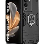 Shock Proof Back Case Mobile Cover for Vivo V29 | V29 Pro 5G | Back Cover Case (Tough Armor | Hybrid PC + TPU | Ring Holder & in-Built Kickstand | Black)