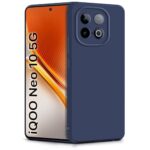 Back Cover for iQOO Neo 10 5G | Ultra Slim Soft Rubberised Case | Inner Velvet Fabric Lining | Matte Silicone Flexible Mobile Case | Camera Protection - Blue