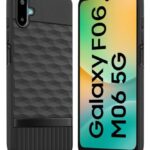 Back Cover for Samsung Galaxy M06 5G | Galaxy F06 5G with Hexa Cube Design | Ultra Slim Soft Rubberised Case | Inner Velvet Fabric | Matte Silicone Mobile Case | Camera Protection - Black