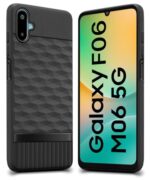 Back Cover for Samsung Galaxy M06 5G | Galaxy F06 5G with Hexa Cube Design | Ultra Slim Soft Rubberised Case | Inner Velvet Fabric | Matte Silicone Mobile Case | Camera Protection - Black