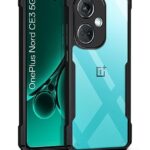TPU+PC Shock Proof Clear Protective Back Case for 1+ Oneplus Nord Ce 3 5G - Airedge Technology | 360 Degree Camera Protection | Transparent Hybrid Back Case Mobile Cover - Black