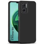 Back Cover for Xiaomi Redmi 11 Prime 5G | Ultra Slim Soft Rubberised Case | Inner Velvet Fabric Lining | Matte Silicone Flexible Mobile Case | Camera Protection - Black