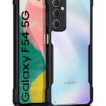 Shock Proof Clear Back Case Mobile Cover for Samsung Galaxy M54 | F54 5G (Hard | Hybrid PC + TPU | Full Armour Device & Camera Protection | Black)