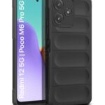 Ultimate Silicon Back Cover Case for Mi Redmi 12 5G | Poco M6 Pro 5G Drop Protection Shockproof Bumper | Anti-Slip Grip | Scratch Proof Micro-Fibre Cloth Inside (Pitch Black)