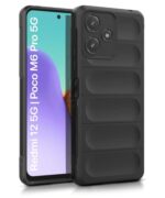 Ultimate Silicon Back Cover Case for Mi Redmi 12 5G | Poco M6 Pro 5G Drop Protection Shockproof Bumper | Anti-Slip Grip | Scratch Proof Micro-Fibre Cloth Inside (Pitch Black)