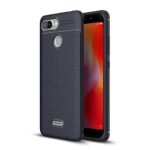 Wow Imagine(TM) Premium Litchi Leather Textured Finish Shockproof Ultimate Grip Ultra Sleek TPU Back Case Cover for XIAOMI REDMI 6 - Washington Blue