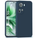 Back Cover for Oppo Reno 11 5G | Ultra Slim Soft Rubberised Case | Inner Velvet Fabric Lining | Matte Silicone Flexible Mobile Case | Camera Protection - Blue