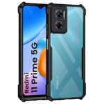 Shock Proof Clear Back Cover Case Mobile Cover for Redmi 11 Prime 5G (Hard | Hybrid PC + TPU | Full Armour Device & Camera Protection | Black)