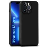 kelpuj Back Cover for Apple iPhone 13 Pro | Ultra Slim Soft Rubberised Case | Inner Velvet Fabric Lining | Matte Silicone Flexible Mobile Case | Camera Protection - Black