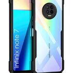 Shock Proof Clear Back Case Mobile Cover for Infinix Note 7 (Hard | Hybrid PC + TPU | Full Armour Device & Camera Protection | Black)