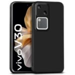 Back Cover for Vivo V30 | Ultra Slim Soft Rubberised Case | Inner Velvet Fabric Lining | Matte Silicone Flexible Mobile Case | Camera Protection - Black