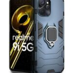 Shock Proof Back Case Mobile Cover for Realme 9i 5G | Realme 9i 5G | Back Cover Case (Tough Armor | Hybrid PC + TPU | Ring Holder & in-Built Kickstand | Blue)
