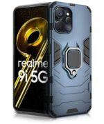 Shock Proof Back Case Mobile Cover for Realme 9i 5G | Realme 9i 5G | Back Cover Case (Tough Armor | Hybrid PC + TPU | Ring Holder & in-Built Kickstand | Blue)