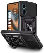 Tough Armor Bumper Mobile Back Case for Motorola Moto G34 5G | Moto G45 5G | Sliding Camera Shield Cover | Shockproof 360? Protection | Hybrid PC + TPU | Ring Holder with Kickstand ? Black - Image 5