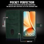 Shock Proof Flip Cover Back Case for Vivo Y100 5G | Magnetic Wallet Leather Case with Stand - Image 5