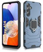 Shock Proof Back Case Mobile Cover for Samsung Galaxy A14 5G | A14 4G | Back Cover Case (Tough Armor | Hybrid PC + TPU | Ring Holder & in-Built Kickstand | Blue) - Image 3