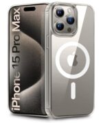 Ultra-Hybrid Back Case Cover for iPhone 15 Pro Max | Compatible with MagSafe | Drop and Camera Protection | Shock Proof Crystal Clear Mobile Back Case (PC+TPU, Transparent)